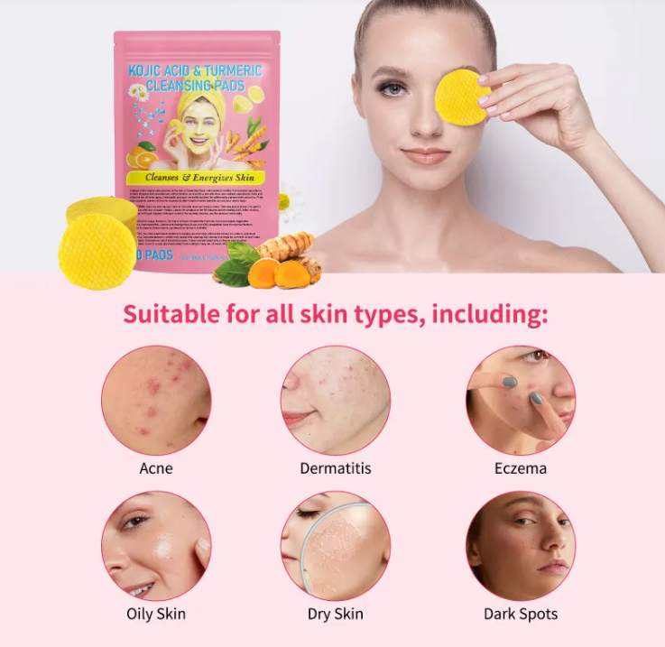 Turmeric Kojic Cleansing Pads – Brightening & Tone-Evening Exfoliation